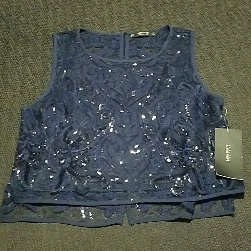 Zara cropped sequin tank NWT